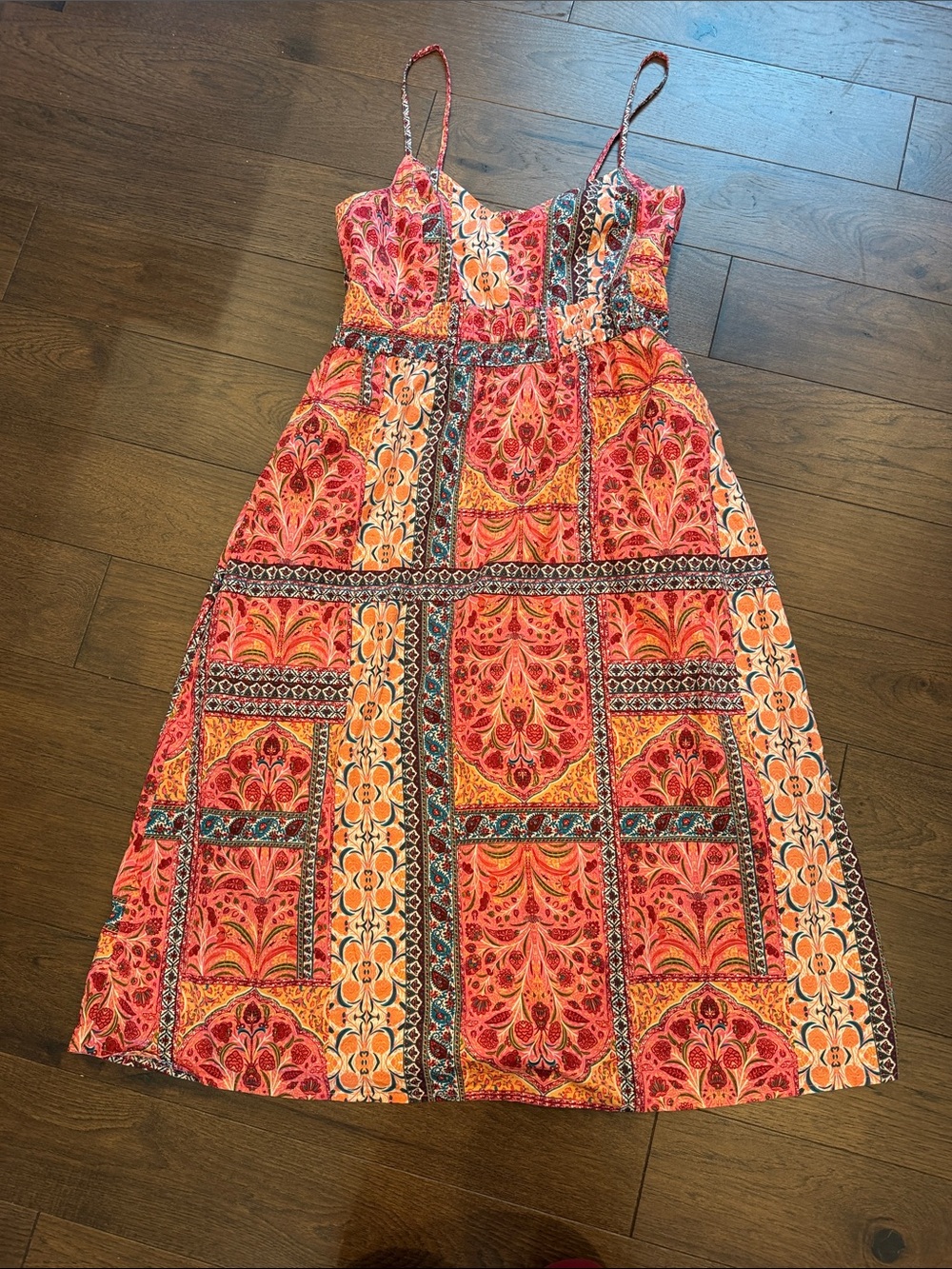 Old Navy Waist Defined Midi Tank Dress Medium in Pink Paisley - C1-304 - Picture 2 of 9